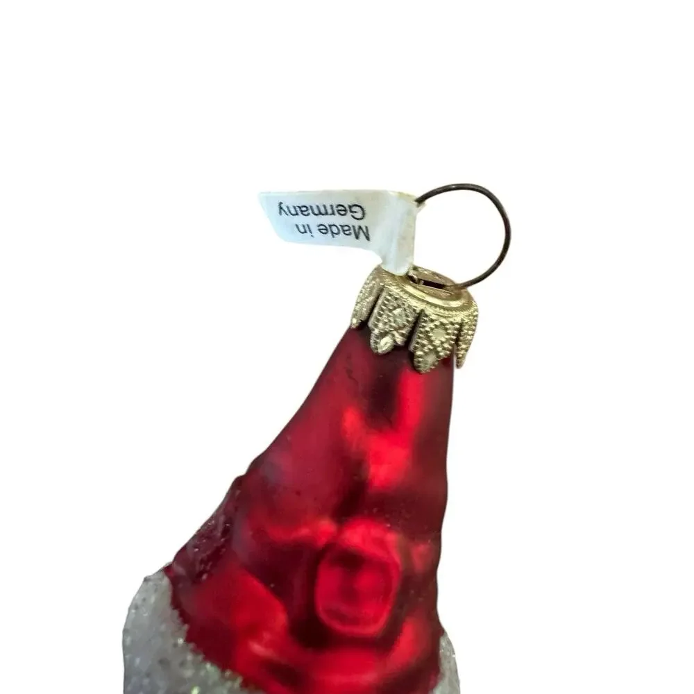 Vintage West Germany Santa Icicle Glass Christmas Holiday Ornament‎ Glitter READ